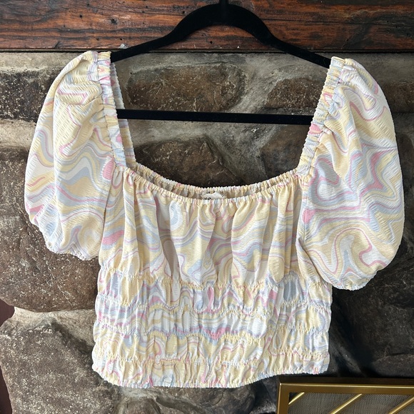 EUC Elodie Off the Shoulder Smocked Square Neck Top, XL - Picture 1 of 3